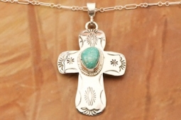 Genuine White Water Turquoise Cross Pendant